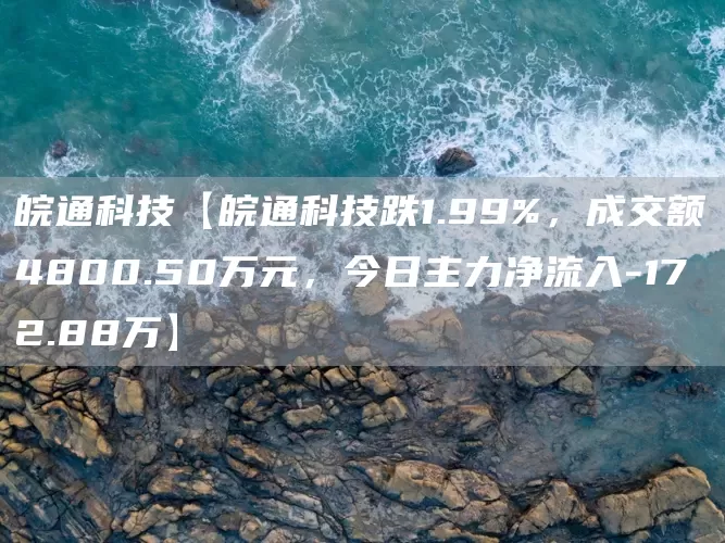 皖通科技【皖通科技跌1.99%，成交额4800.50万元，今日主力净流入-172.88万】(图1)